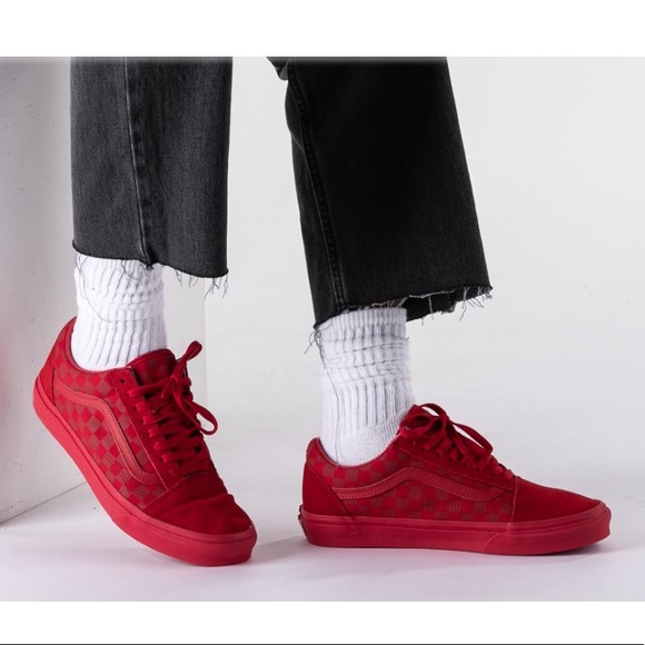 Vans Shoes Vans Old Skool Tonal Checkerboard Skate Shoe Racing Red